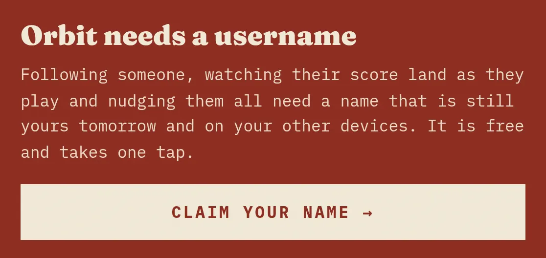 The banner shown to a signed-out visitor on the Orbit page, explaining that Orbit needs a username.